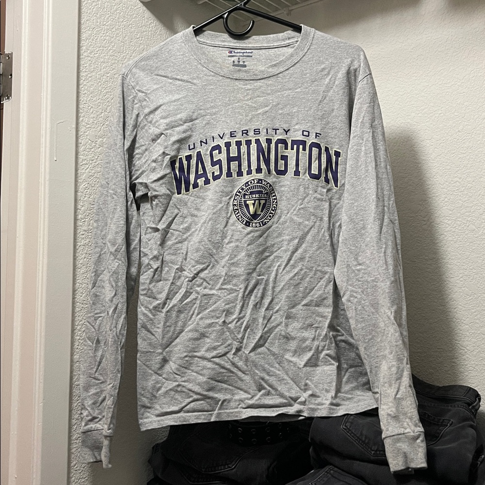 university of washington long sleeve gray tshirt